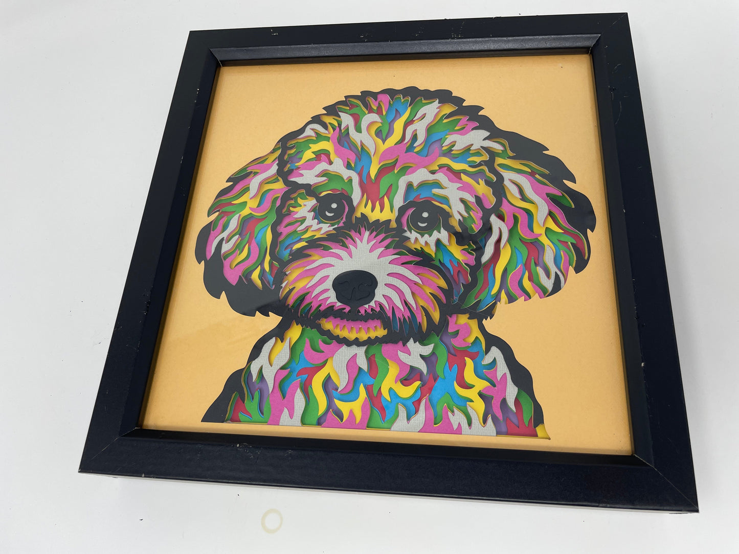 Poodle 3D shadow box - Colourful Dog Art.