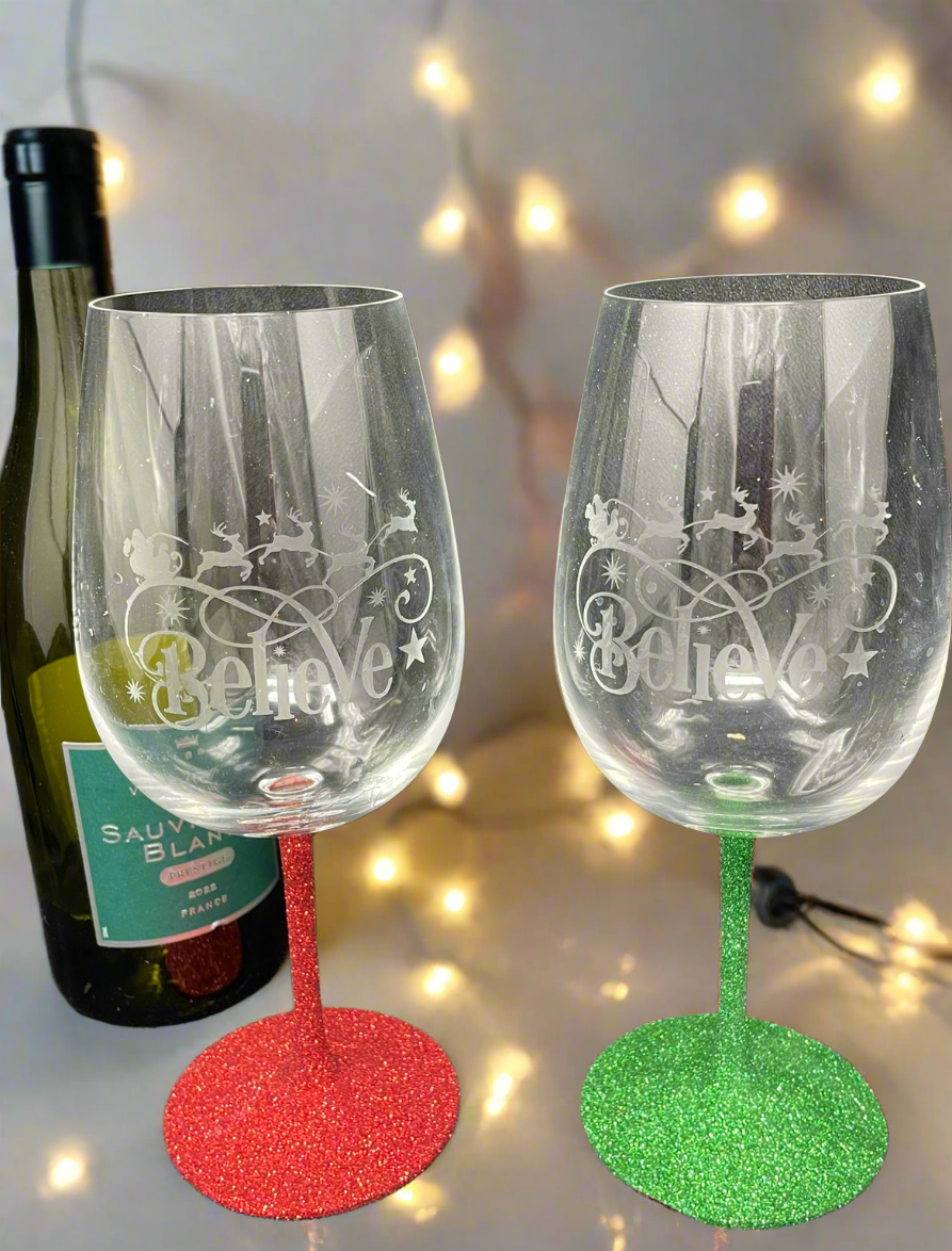 Etched Believe Glasses